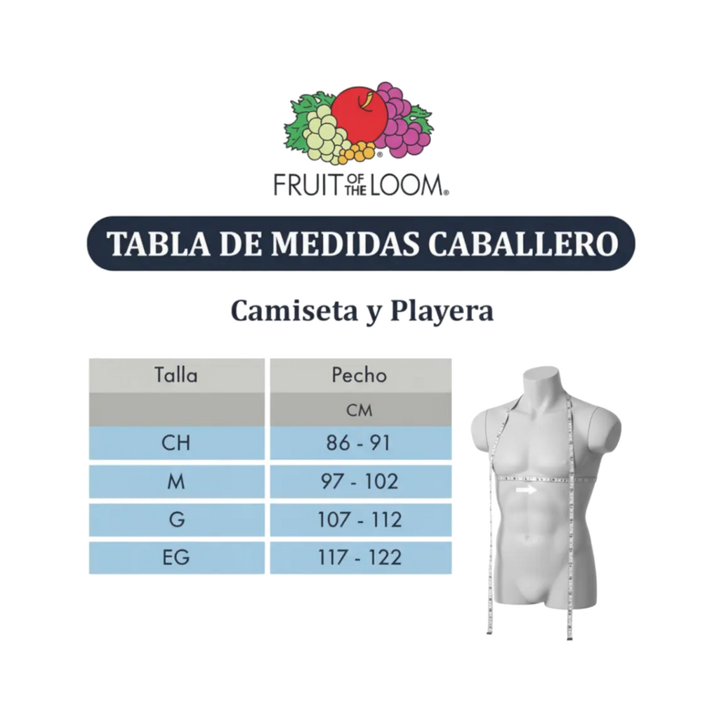Playera Fruit of the Loom Cuello V Caballero 2525Vm Blancos