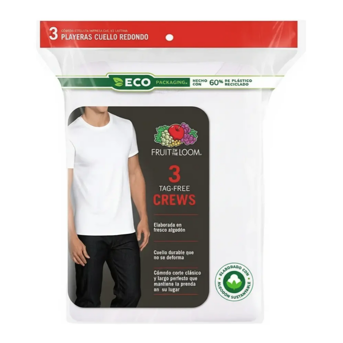 Playera Fruit of the Loom Cuello Redondo Caballero 2727M Blc