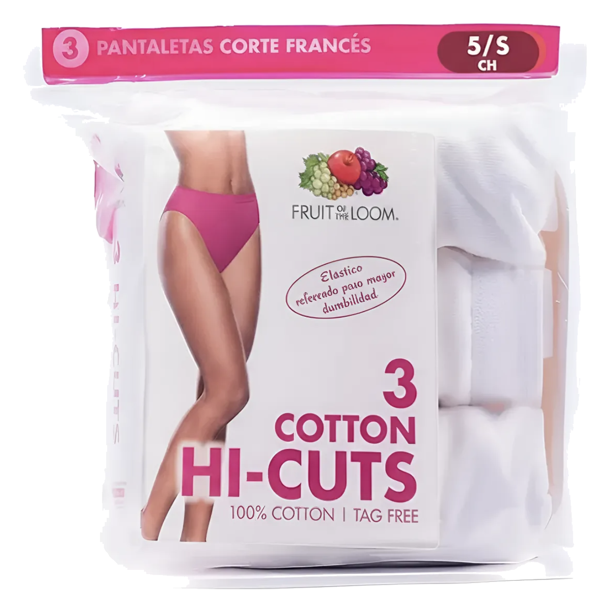 Panty Corte Frances Dama Fruit of the Loom 3Dhicwm Blanco