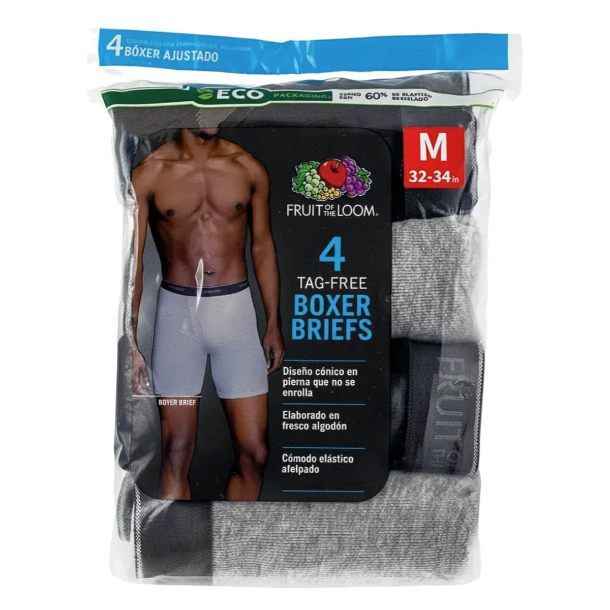 Boxer Ajustado Fruit of the Loom Caballero 4Bb761M Negro/Gri