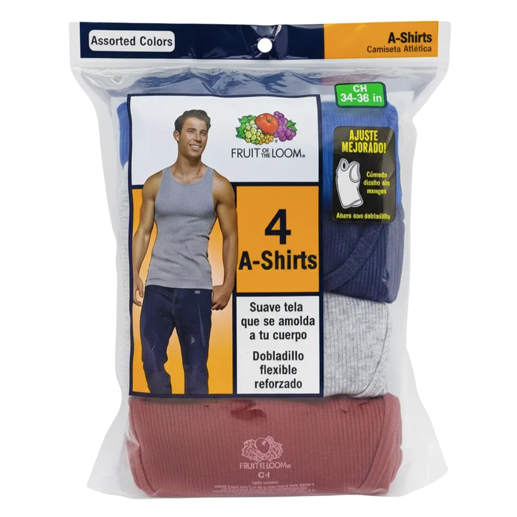 Camiseta Atlética Fruit of the Loom Caballero 4P261Cm 4Pz