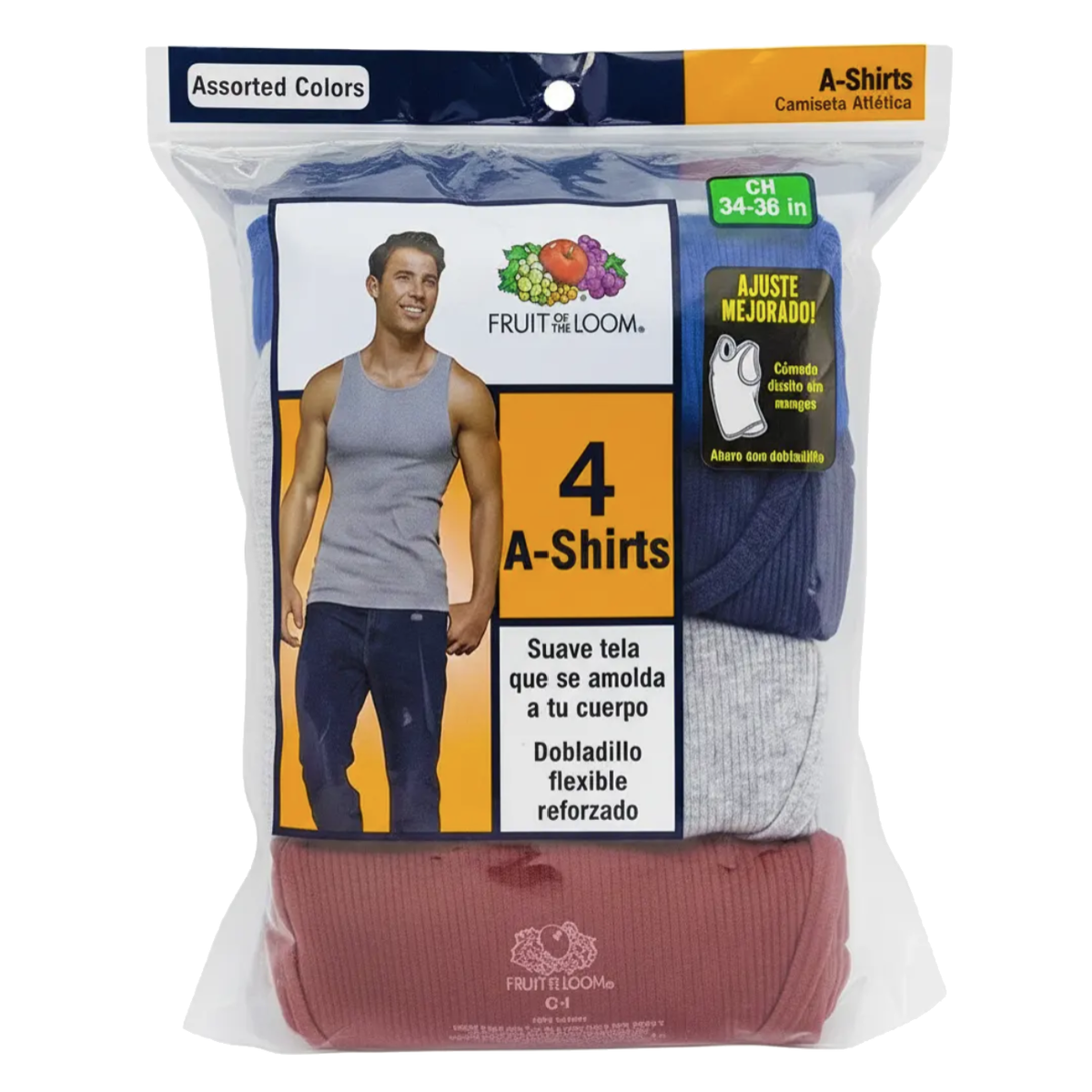 Camiseta Atlética Fruit of the Loom Caballero 4P261Cm 4Pz