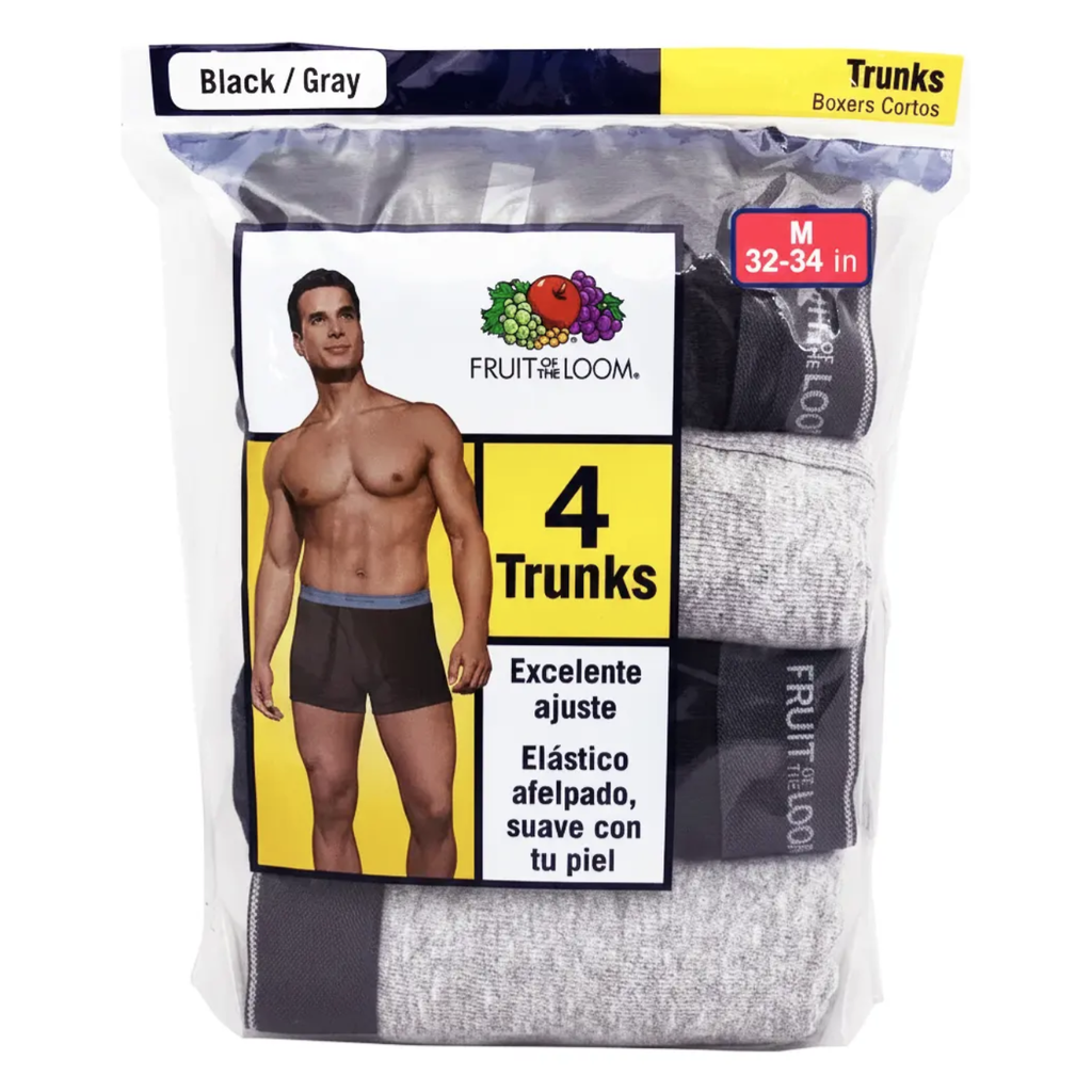 Boxer Fruit of the Loom Caballero 4Pack 4Tr761M Negro/Gris