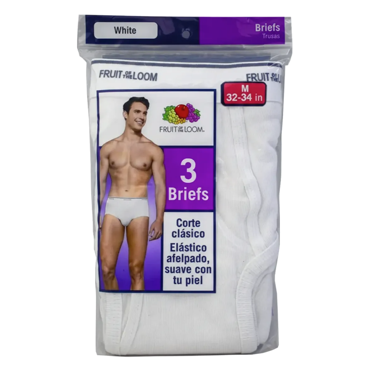 Trusa Fruit of the Loom Caballero Clasica 3Pack 7601M Blanco