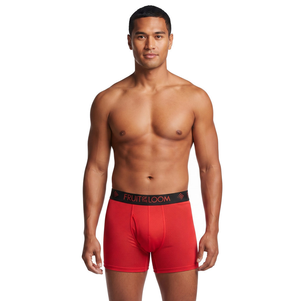 Boxer Fruit of the Loom Caballero Corto 2pack Tri-cool Gris/Rojo