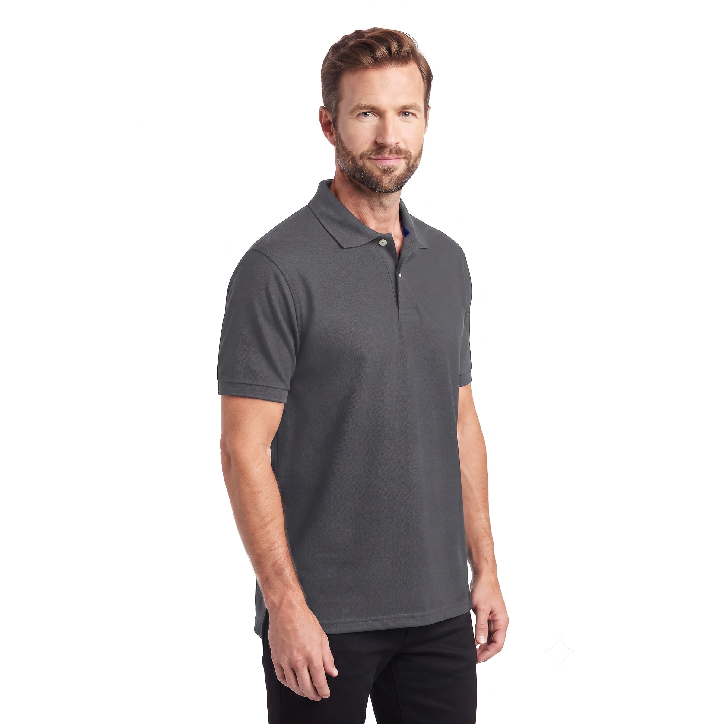 Playera Tipo Polo Fruit of the Loom Caballero Casual Premium Gris Oscuro