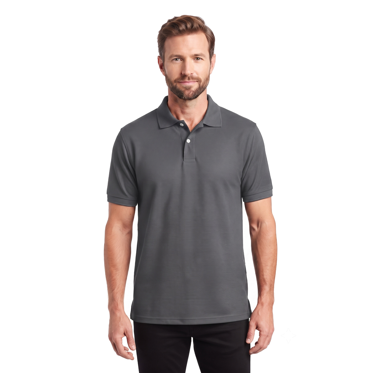 Playera Tipo Polo Fruit of the Loom Caballero Casual Premium Gris Oscuro