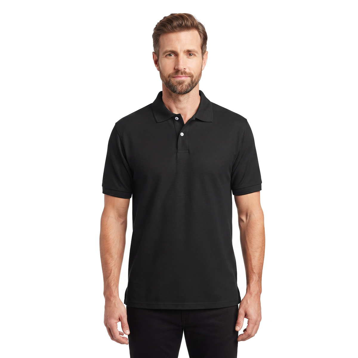 Playera Tipo Polo Fruit of the Loom Caballero Casual Premium Negro