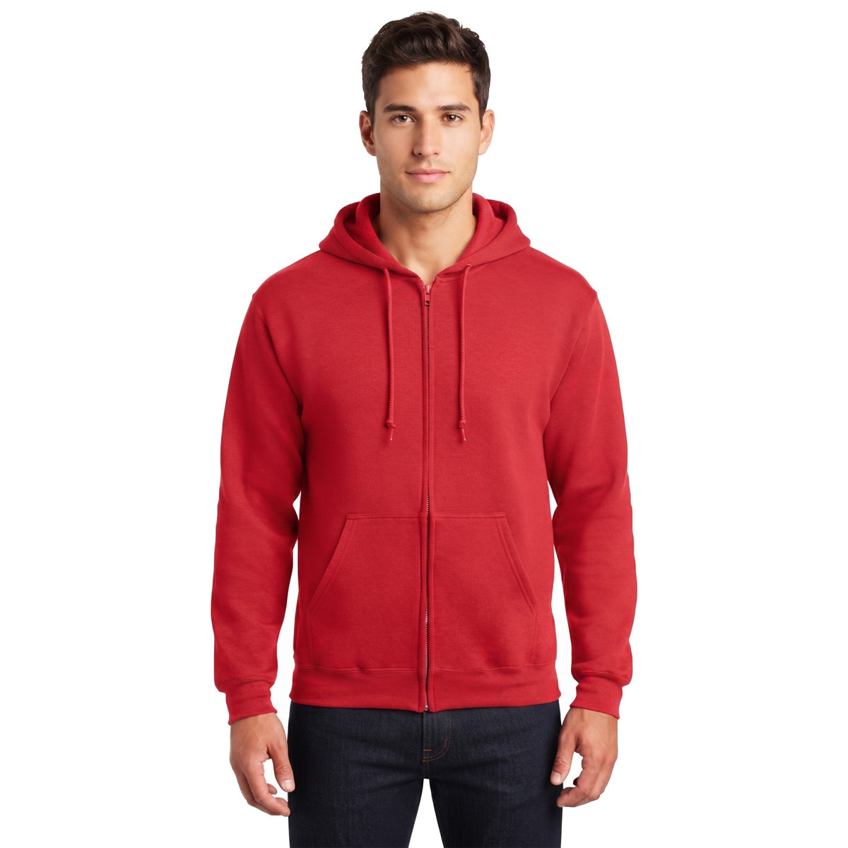 Sudadera Jerzees Con Cierre y Capucha Caballero Q6000 Rojo