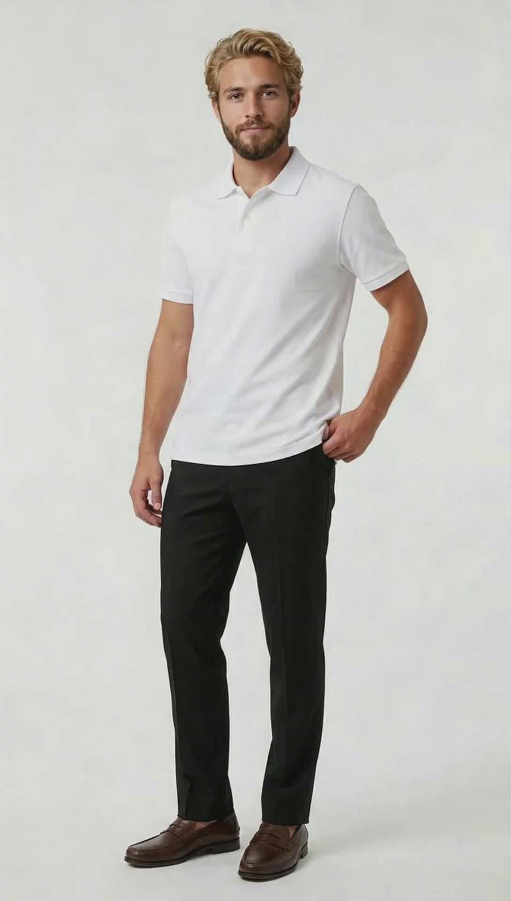 Playera Tipo Polo Fruit of the Loom Caballero Casual Premium Blanco