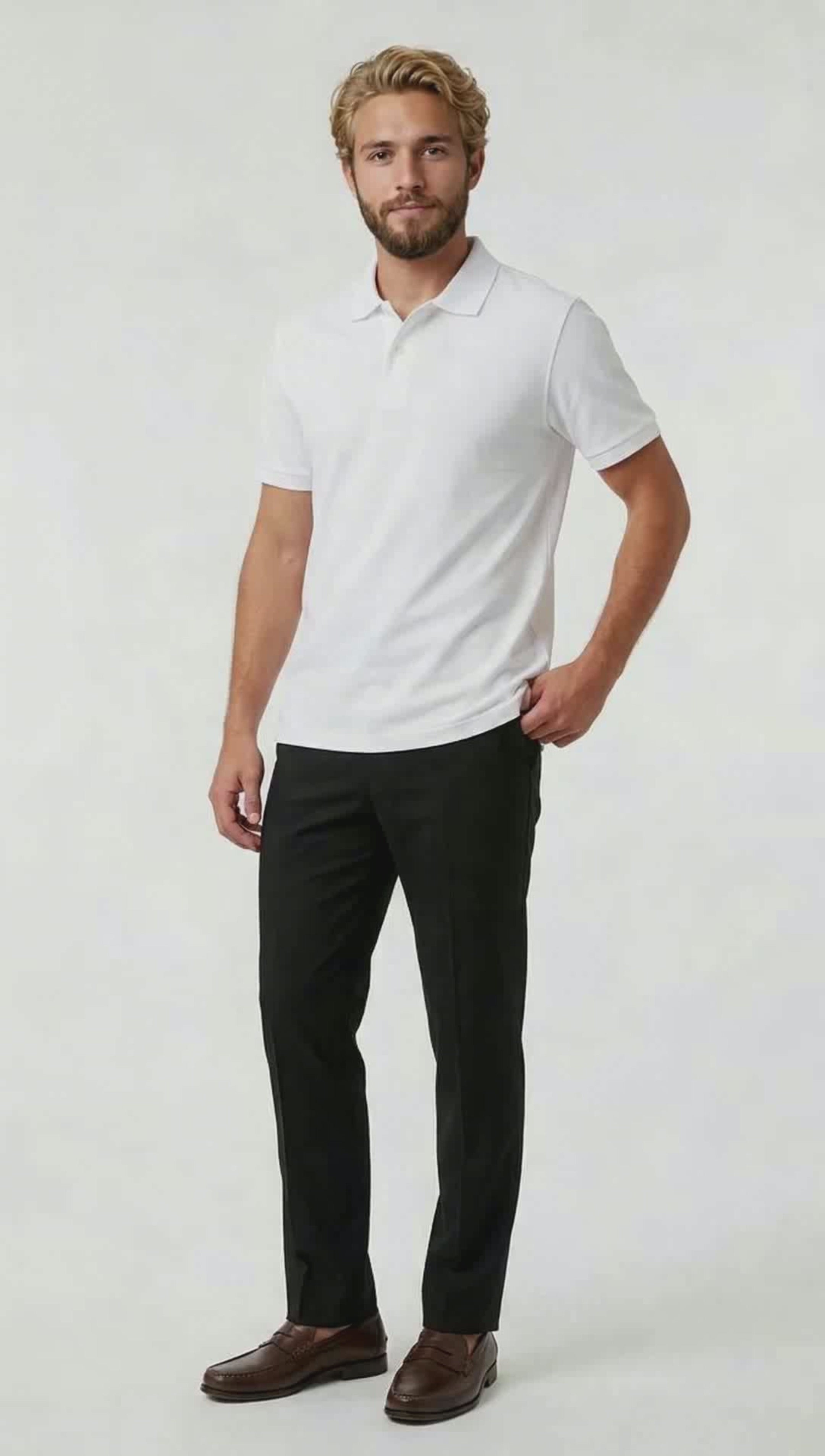 Playera Tipo Polo Fruit of the Loom Caballero Casual Premium Blanco